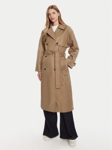 Calvin Klein Trencz LV044C501G Brązowy Regular Fit. Brązowe płaszcze Calvin Klein, l, bez wzorów, z bawełny, bez kaptura. Za 909,99 zł.
