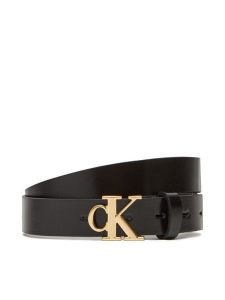 Calvin Klein Pasek Damski Monogram Plaque Buckle 25Mm LV04K7017G Czarny. Czarne paski Calvin Klein, bez wzorów, ze skóry. Za 189,99 zł.