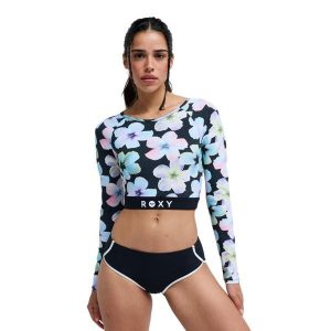 Rashguard damski ROXY ACTIVE. Czarne bikini Roxy, bez wzorów, z elastanu. Za 299,99 zł.