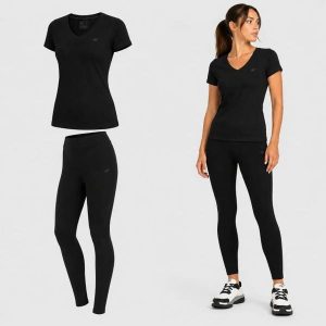 ZESTAW DAMSKI 4F T-SHIRT + LEGGINSY KOMPLET SPORTOWY NA CO DZIEŃ XS SS26. Legginsy 4f, bez wzorów, z bawełny. Za 119,98 zł.