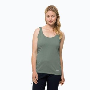 Koszulka trekkingowa damska Jack Wolfskin Pack & Go Tank. Zielone bluzki Jack Wolfskin, s, bez wzorów, bez kołnierzyka, bez ramiączek. Za 58,99 zł.