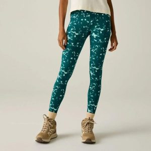 Damskie legginsy outdoorowe Comfort Contour. Zielone legginsy Regatta, bez wzorów, z podwyższonym stanem. Za 170,00 zł.