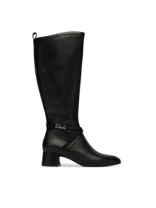 KARL LAGERFELD Kozaki KL30375 Czarny. Czarne kozaki KARL LAGERFELD, bez wzorów, ze skóry, bez obcasa, na słupku, bez zapięcia. Za 655,99 zł.