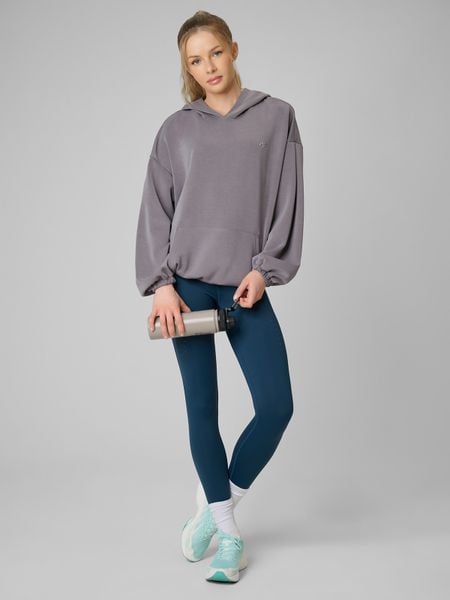 4F Legginsy treningowe szybkoschnące damskie - turkusowe L. Niebieskie legginsy 4f, bez wzorów, z podwyższonym stanem. Za 179,99 zł.