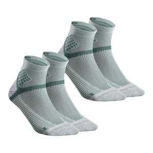 Skarpety turystyczne Quechua Hike 500 mid x 2 pary. Zielone skarpetki QUECHUA, bez wzorów, z elastanu. Za 49,99 zł.