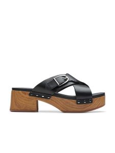 Clarks Skórzane klapki "Sivanne Walk" w kolorze czarnym rozmiar: 41. Czarne klapki Clarks, bez wzorów, z otwartym noskiem, bez obcasa. Za 193,24 zł.