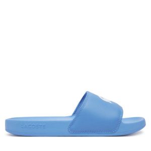 Klapki Lacoste. Niebieskie klapki Lacoste, bez wzorów, bez obcasa. Za 129,99 zł.