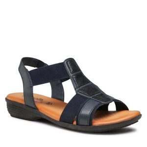 Sandały Go Soft. Niebieskie sandały Go Soft, bez wzorów, bez obcasa, na płaskiej podeszwie, bez zapięcia. Za 117,99 zł.