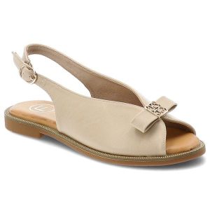 Sandały damskie Filippo, cholewka ze skóry ekologicznej zapinane na sprzączkę z elegancką kokardką, beżowe, DS7923/26. Brązowe sandały Filippo, bez wzorów, ze skóry ekologicznej, bez obcasa, bez zapięcia. Za 139,00 zł.