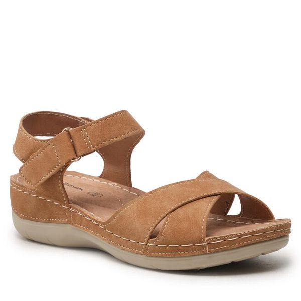 Sandały Clara Barson. Brązowe sandały Clara Barson, bez wzorów, bez obcasa, na płaskiej podeszwie, bez zapięcia. Za 99,99 zł.