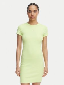 Tommy Jeans Sukienka letnia Flag DW0DW22613 Zielony jasny Slim Fit. Zielone kombinezony Tommy Jeans, na lato, xl, bez wzorów, z bawełny, bez kołnierzyka, bez ramiączek. Za 289,99 zł.