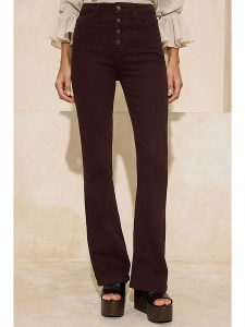 Trendyol Dżinsy - Flare fit - w kolorze brązowym rozmiar: 32. Brązowe jeansy Trendyol, bez wzorów, z podwyższonym stanem. Za 104,99 zł.