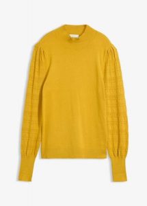 Cienki sweter z ażurem. Brązowe swetry klasyczne bonprix, bez kołnierzyka. Za 124,99 zł.
