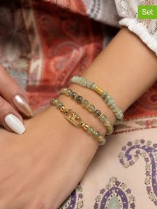 L'Atelier de Gaia Bransoletki (3 szt.) rozmiar: onesize. Zielone bransoletki L'Atelier de Gaia, z prehnitem, z mosiądzu. Za 55,95 zł.