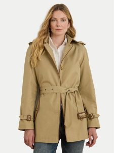 LAUREN RALPH LAUREN Trencz 297979525001 Beżowy Regular Fit. Brązowe płaszcze Lauren Ralph Lauren, l, bez wzorów, z syntetyku, bez kaptura. Za 789,99 zł.
