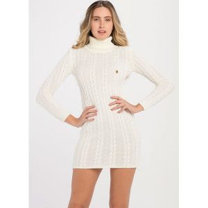 Sweter w kolorze białym. Długie swetry marki Jimmy Sanders. W wyprzedaży za 139,95 zł.