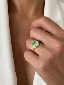 Les Petites Précieuses Pozłacany pierścionek z ametystem rozmiar: 60. Zielone pierścionki Les Petites Précieuses, z ametystem, pozłacane. Za 162,11 zł.