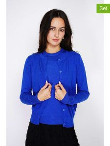 C& Jo 2-częściowy zestaw w kolorze niebieskim rozmiar: 40. Niebieskie kardigany C& Jo, bez wzorów, z kaszmiru, bez ramiączek. Za 208,99 zł.