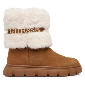 Śniegowce Guess. Brązowe buty zimowe Guess, bez obcasa, bez zapięcia. Za 634,99 zł.