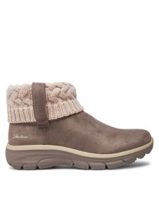Skechers Botki Easy Going Cozy 167401/TPE Brązowy. Brązowe botki Skechers, bez wzorów, z materiału, bez obcasa, na płaskiej podeszwie, bez zapięcia. Za 289,99 zł.