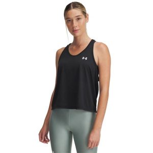 Damski tank top Under Armour Tech Swing. Czarne topy Under Armour, bez wzorów, sportowe, bez kołnierzyka, bez ramiączek. Za 179,50 zł.
