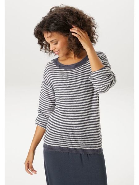 Aniston Sweter w kolorze granatowo-białym rozmiar: 40. Niebieskie swetry oversize Aniston, bez wzorów, ze splotem, bez ramiączek. Za 130,99 zł.