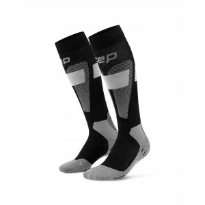 Damskie sportowe podkolanówki kompresyjne na zimę z wełną merino CEP. Czarne skarpetki CEP, bez wzorów, z elastanu. Za 199,00 zł.