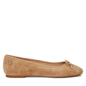 Baleriny LAUREN RALPH LAUREN. Brązowe balerinki Lauren Ralph Lauren, bez wzorów, bez obcasa, bez zapięcia. Za 469,99 zł.