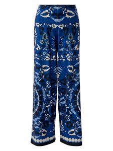 Miss Lagotte Spodnie w kolorze granatowym rozmiar: 42. Niebieskie spodnie z wysokim stanem Miss Lagotte, bez wzorów, z materiału, z podwyższonym stanem. Za 153,34 zł.