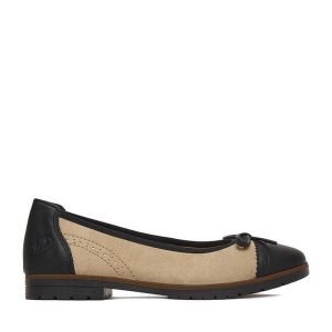 Baleriny Rieker. Brązowe balerinki Rieker, bez wzorów, bez obcasa, bez zapięcia. Za 319,99 zł.