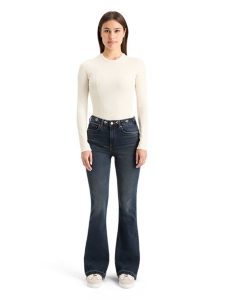 Scotch & Soda Dżinsy - Flared fit - w kolorze granatowym rozmiar: W30/L32. Niebieskie jeansy Scotch & Soda, z aplikacjami, z podwyższonym stanem. Za 215,21 zł.