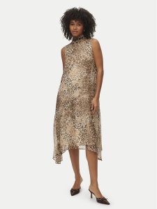 Vero Moda Sukienka letnia Smilla 10345453 Beżowy Regular Fit. Brązowe sukienki Vero Moda, na lato, l, bez wzorów, z syntetyku, bez kołnierzyka, bez ramiączek. Za 199,99 zł.