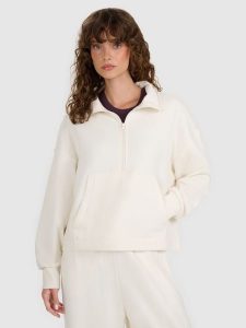 4F Bluza dresowa nierozpinana bez kaptura damska - beżowa M. Brązowe bluzy 4f, l, bez wzorów, z bawełny, bez kaptura. Za 159,99 zł.
