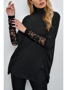 LA Angels Bluzka w kolorze antracytowo-czarnym rozmiar: L. Czarne bluzki LA Angels, bez wzorów, z koronki. Za 152,62 zł.