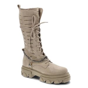 Beżowe Botki Carinii Modne Skórzane Buty Damskie. Brązowe botki Carinii, bez wzorów, ze skóry, bez obcasa, na płaskiej podeszwie, bez zapięcia. Za 429,00 zł.