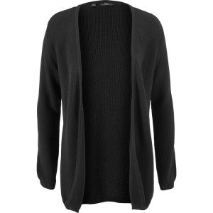 Kardigan bawełniany w optyce szydełkowego, bez zapięcia bonprix czarny. Kardigany marki bonprix. Za 89,99 zł.