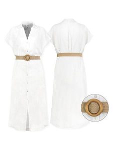 Eight2Nine Sukienka w kolorze białym rozmiar: XS. Białe sukienki Eight2Nine, na co dzień, xs, bez wzorów, z tkaniny, bez kołnierzyka, bez ramiączek, midi, proste. Za 130,99 zł.