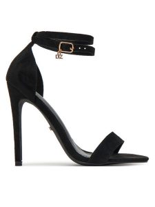DeeZee Sandały LB0607-1 Czarny. Czarne sandały DeeZee, bez wzorów, z materiału, bez obcasa, na szpilce, bez zapięcia. Za 139,99 zł.
