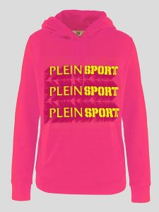 Plein Sport Bluza w kolorze różowym rozmiar: M. Różowe bluzy Plein Sport, m, bez wzorów, z bawełny, z kapturem. Za 215,21 zł.
