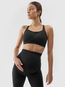 4F Biustonosz ciążowy treningowy ułatwiający karmienie damski - czarny S. Czarne biustonosze 4f, bez wzorów, z dzianiny. W wyprzedaży za 69,99 zł.