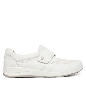 Półbuty Caprice. Białe półbuty Caprice, bez wzorów, bez obcasa, na płaskiej podeszwie, bez zapięcia. Za 479,99 zł.