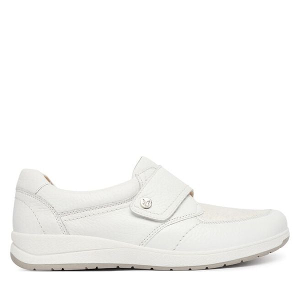 Półbuty Caprice. Białe półbuty Caprice, bez wzorów, bez obcasa, na płaskiej podeszwie, bez zapięcia. Za 479,99 zł.