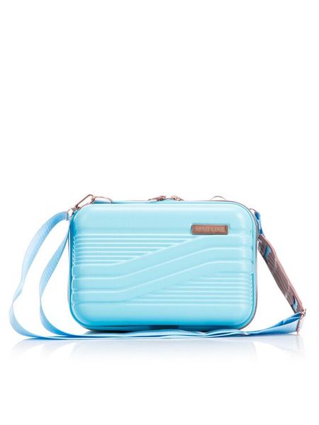 Semi Line Kuferek T5811-1 Błękitny. Niebieskie kosmetyczki Semi-line, bez wzorów, z tworzywa sztucznego, bez dodatków. Za 59,99 zł.