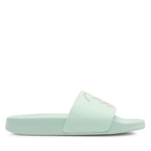 Klapki Beverly Hills Polo Club. Zielone klapki Beverly Hills Polo Club, bez wzorów, bez obcasa. Za 71,99 zł.