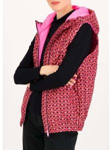 Blutsgeschwister Kamizelka pikowana w kolorze różowo-czarnym rozmiar: S. Różowe kamizelki Blutsgeschwister, s, bez wzorów, bez kołnierzyka, bez ramiączek, bez kaptura. Za 152,26 zł.