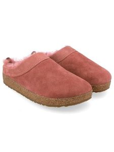 HAFLINGER Skórzane kapcie w kolorze jasnoczerwonym rozmiar: 38. Czerwone kapcie HAFLINGER, bez wzorów, z materiału. Za 239,86 zł.