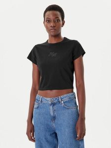 HUGO T-Shirt Rhinestone 50551404 Czarny Slim Fit. Czarne t-shirty Hugo, m, bez wzorów, z bawełny, bez kołnierzyka, bez ramiączek. Za 199,99 zł.