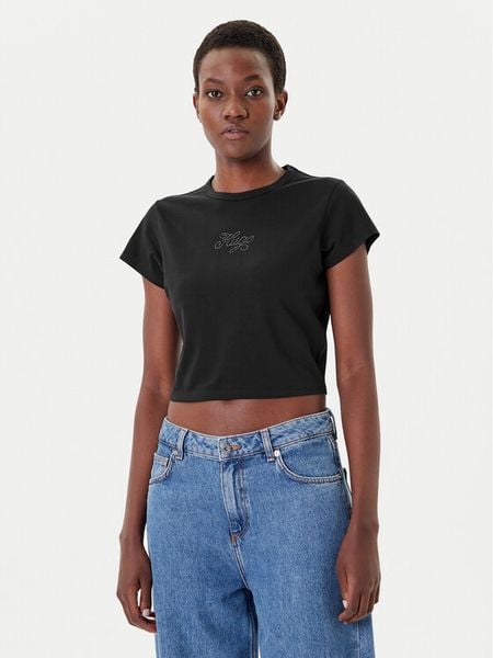 HUGO T-Shirt Rhinestone 50551404 Czarny Slim Fit. Czarne t-shirty Hugo, s, bez wzorów, z bawełny, bez kołnierzyka, bez ramiączek. Za 159,99 zł.