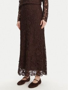 Bruuns Bazaar Spódnica midi Sago Joanelle BBW4518 Brązowy Regular Fit. Brązowe spódnice Bruuns Bazaar, bez wzorów, z syntetyku, midi. Za 379,99 zł.