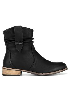 Clara Barson Botki WS23280-01 Czarny. Czarne botki Clara Barson, bez wzorów, z materiału, bez obcasa, na płaskiej podeszwie, bez zapięcia. Za 149,99 zł.